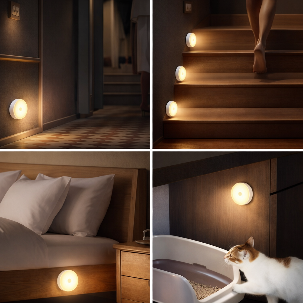 Rechargeable 8-LED Smart Motion Sensor Night Light for Stairs & Cabinets