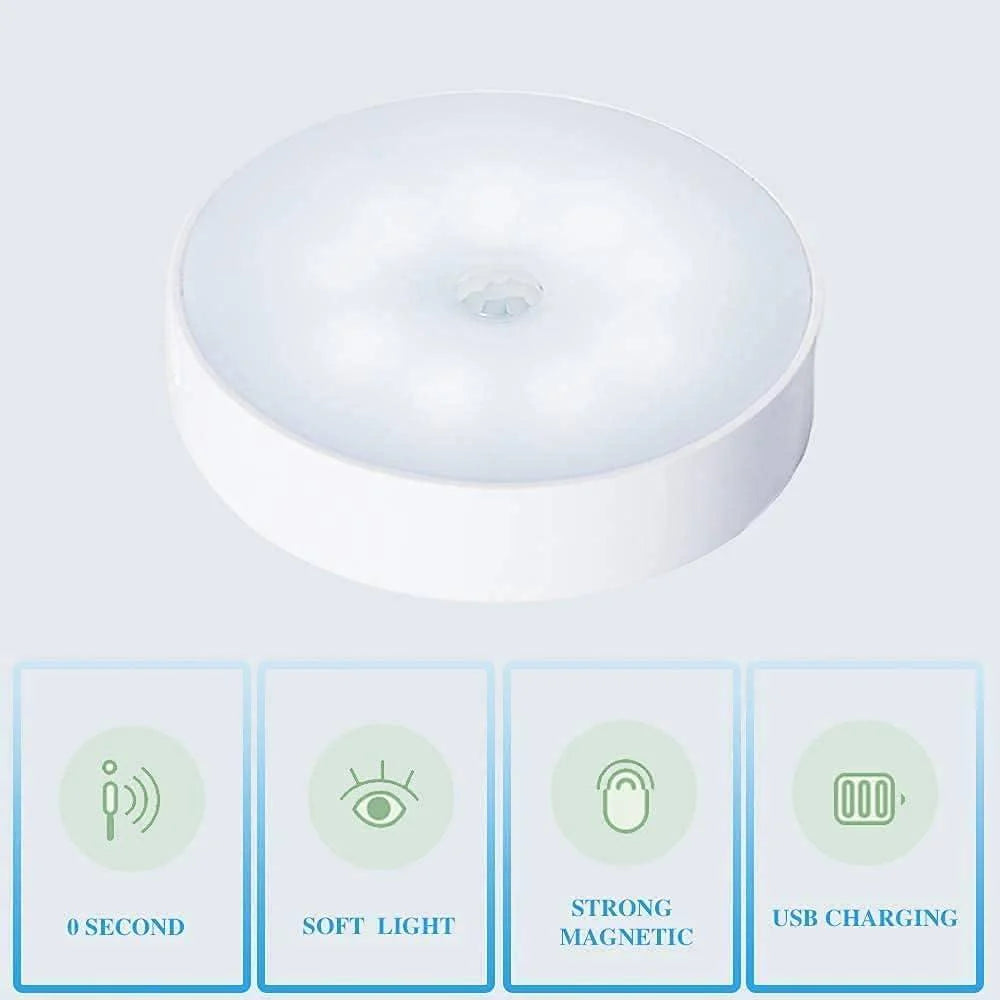 Rechargeable 8-LED Smart Motion Sensor Night Light for Stairs & Cabinets
